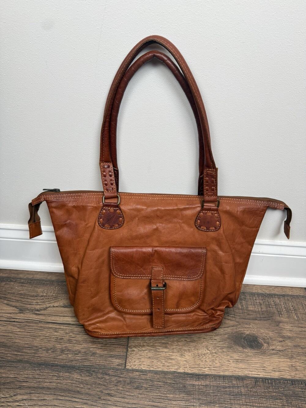 Noonday Collection Rustic Large Leather Tote Bag Brown Rustic